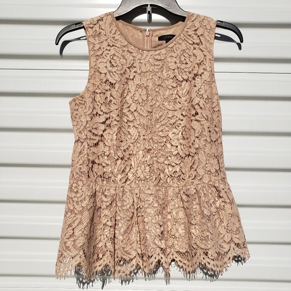 J. Crew Tops - J Crew lace sleeveless blouse with ruffle peplum